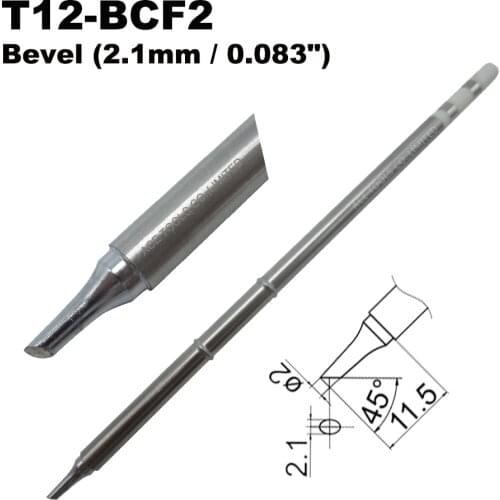 10 PCS T12-BCF2 Bevel 2.1mm Soldering Tip for HAKKO FX-951 FX-950 FX-952 FX-9501 FM-2028 FM2027 Iron Handle Bit Replacement