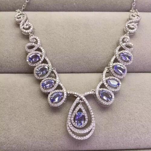 100% Real Natural Tanzanite Pendant Natural And Real Tanzanite Necklace 925 sterling silver Fine jewelry