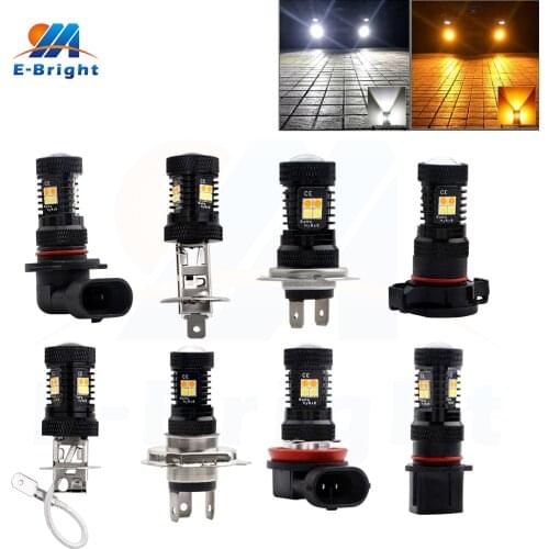 4 PCS 12V 3030 16SMD White and Yellow Led Fog Light Bulbs 9005 9006 H4 H7 H11/H8 H3 H1 H16 P13W 360 Degree Car