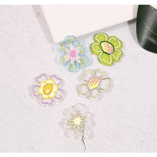 2 PCS 28x31mm New Transparent Flowers Pendant Charms DIY Acrylic Earring Accessories Findings For Jewelry Making