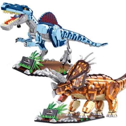2000+PCS Large Triceratops Dinosaur Building Block Spinosaurus Model Bricks Toys For Kids Friends Birthday Gifts Collection