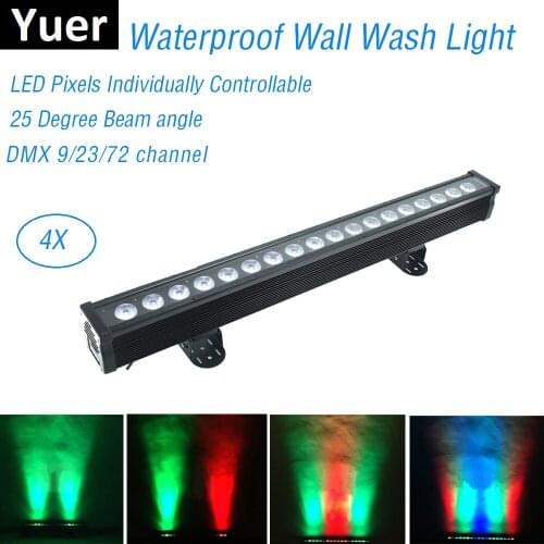 4Pcs 18X10W LED RGBW 4IN1 LED Wall Wash Light 8/76 Channels DMX512 Waterproof LED Bar Wash Stage Light Music Dj Disco Party