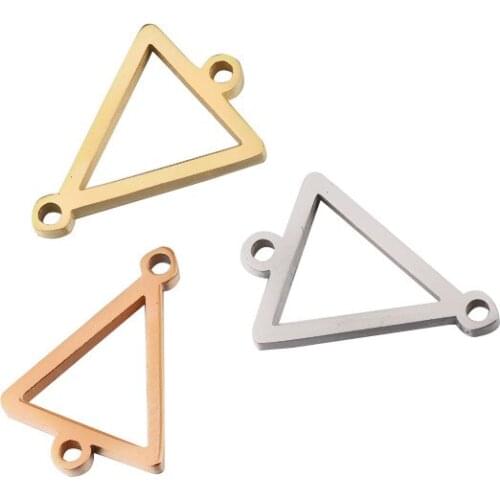 50pcs 10*15mm Rose Gold/steel Color Stainless steel Material mirror finish Hollow Triangle charm for DIY Handmade Jewelry Making