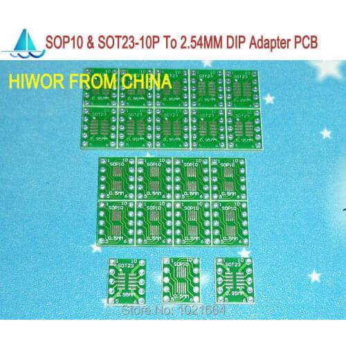 50pcs/lot 0.95MM Pitch SOT23-10P & 0.5MM Pitch SOP10P To DIP10 SMD Adapter To DIP PCB Pinboard SMD Converter