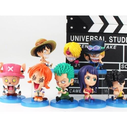 8-10cm 8pcs/lot Anime Figures Sanji Nami Robin Chopper Straw Hat Pirates Luffy Ace Sabo Zoro Model Toys Doll Gifts
