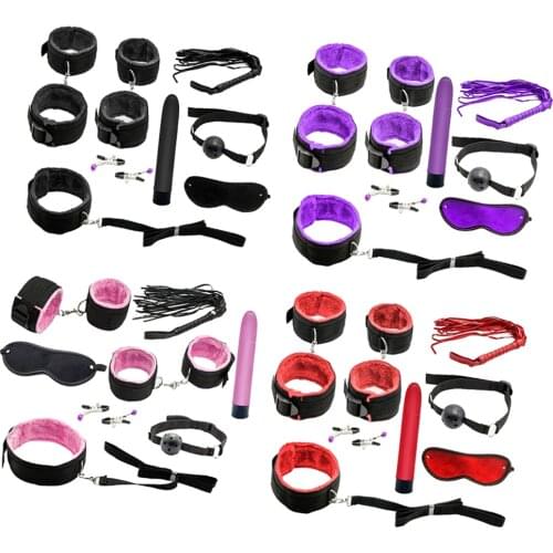 8pcs Sex Toys for Woman Sex Set Collar Nipple Clamps Whip Erotic Porn Toys Handcuffs Sex Adult Games