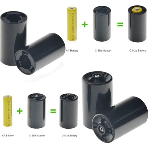 C/D size adaptor Converter Alkaline Battery Rechargeable adaptor for C/D AA Size Ni-MH/NI-CD Spacers EBL black Converter