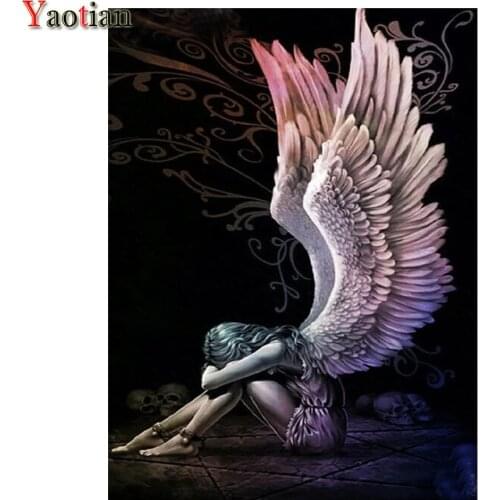 5d diy diamond painting Sad angel girl full square round diamond embroidery mosaic for 2021 New arrivals gift home decoration