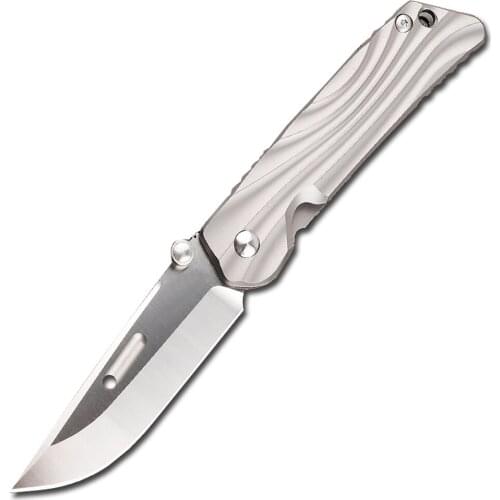 AUS10 Blade Titanium Alloy Handle Camping Hunting Outdoor Rock Climbing Pocket Fruit Knife Mens Gifts