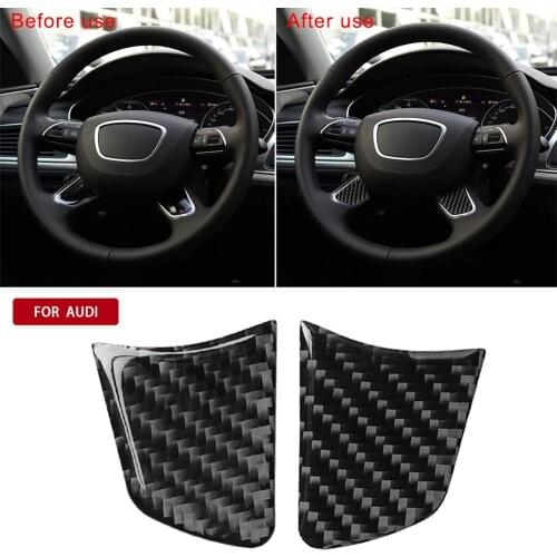 Carbon Fiber Car Accessories Interior Steering Wheel Button Decoration Cover Decals Cover Trim Stickers For Audi A6 A7 2012-2018