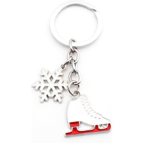 FREE SHIPPING BY DHL 100pcs/lot Metal Snow Flake Roller Skate Keychains Roller Skates Keychains Keyrings Winter Gifts