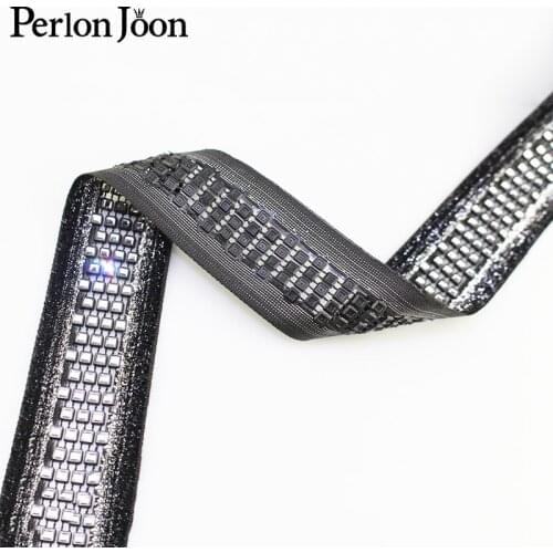 1 yard Black Mesh Rhinestones webbing Glitter Sewing Crystal lace for Dress Sleeves, pants hollow out design NET05
