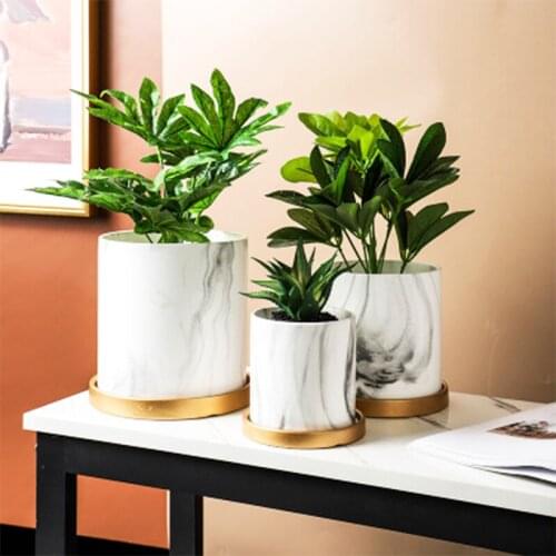 Imitation Marble Pattern Flower Pot Creative Modern Nordic Style Ceramic Flower Pot Nursery Pot Office Home Desk Vase Decoration
