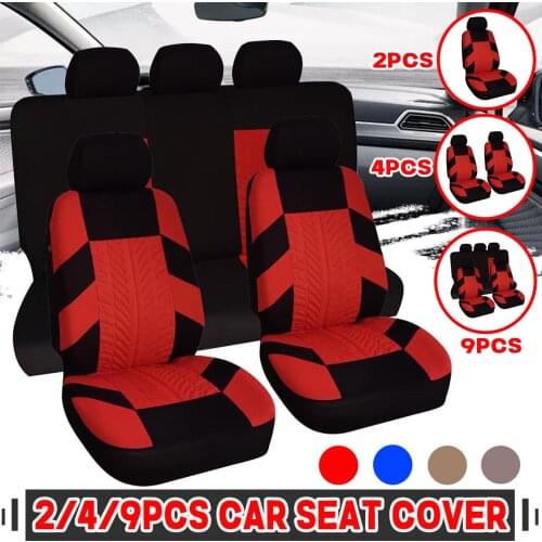 2/4/9pcs Car Van Truck Seat Cover Set Universal Seat Cushion Cover Protector Front and Rear Row with Separate Headrest Cover