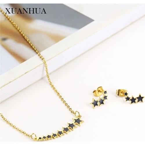 XUANHUA Stainless Steel Jewelry Sets For Woman Star Necklace Set Of Earrings Female Jewellery Summer Accessories Free Shipping