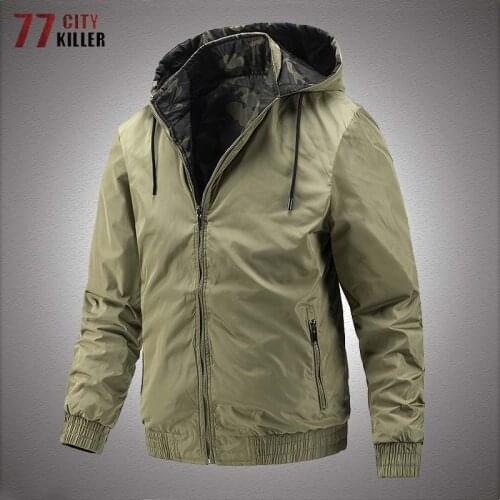 Military Hooded Cargo Jacket Men Outdoor Camouflage Casual Double-Wear Windbreaker Jackets Mens Bomber Coats Jaqueta Masculina
