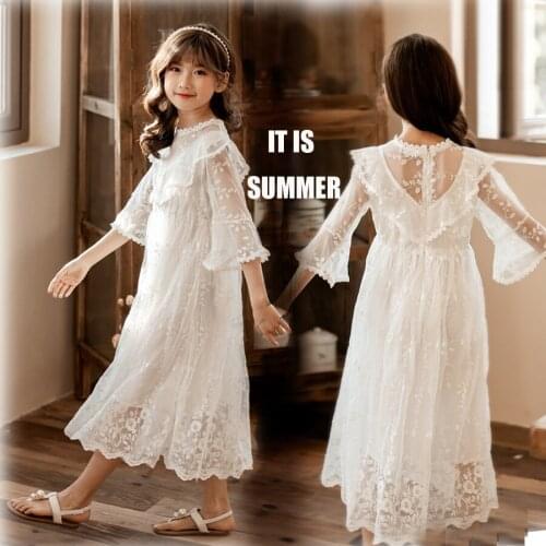 Summer Girls Dress Lace Dress 2020 White pruple princess floral dress flowers Vintage dress summer dress for toddler girl