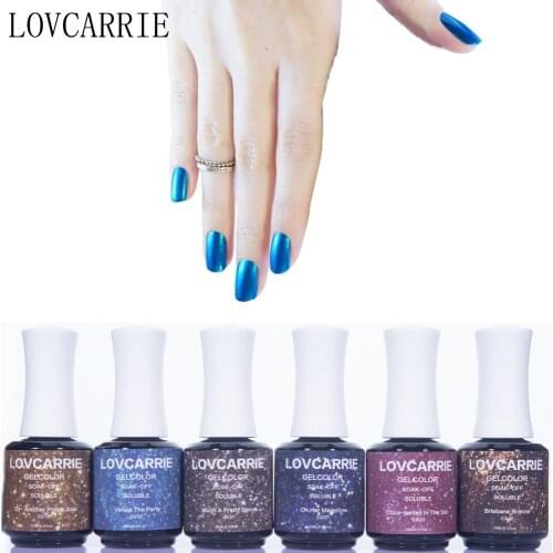 LOVCARRIE Holographic Gel Nail Polish UV Semi Permanent Glitter Gel Varnish for Nails Art 15ML Professional Salon Lacquer Resin