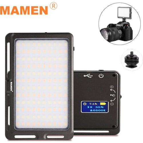 MAMEN LED Video Light Dimmable Studio Photography Lighting Portable On Camera Photo 120 pcs Display DSLR Cold Shoe With Battery