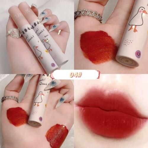 ZUK Matte Lipstick Waterproof Girls Cute Duck Misty Silky Lip Mud Velvet Lip Gloss Long Lasting Sexy Red Lip Makeup TSLM2