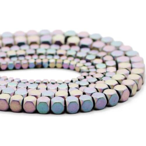 Matte Light Purple 2/3/4MM Square Hematite Natural Stone Loose Beads For Jewelry Making Diy Necklace Accessories Wholesale