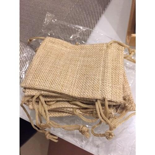 10PCS 7x9CM Small Linen Bag Natural Color Jewelry Gift Jute Bag For Storage Wedding Decor Packaging Bags