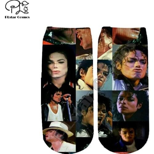 PLstar Cosmos Michael Jackson fashion 3D Printed Women/men/boy/girl Harajuku Colorful casual Short Ankle Socks Style-1