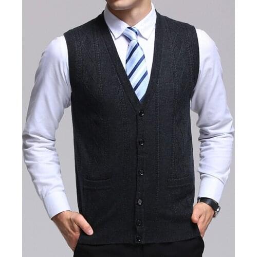 Homme Vest Sweater Sleeveless Cardigan Cotton Male Keep Warm V-Neck Fashion Smart Casual men Classic style Pocket