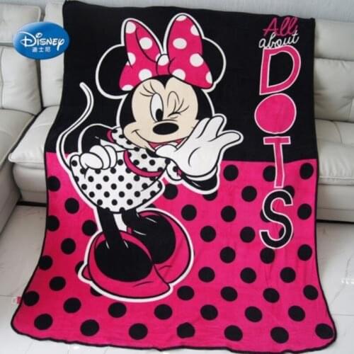 Disney Cartoon Polka Dot Minnie Mouse Soft Flannel Blanket Throw for Girls Children on Bed Sofa Couch 150x200cm Kids Present