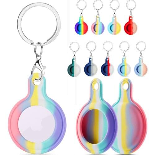 New Camouflage Apple Airtag Silicone Anti-drop Protective Cover Suitable for Airtags Dog Position Tracker Ring Buckle Rainbow