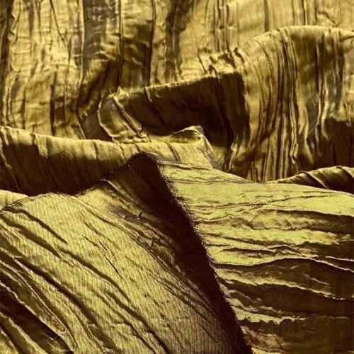 NW53 Summer Yellow Pleated Gauze Hard Mesh Fabric/Fashion Gauze Clothe/Modelling DIY Materials/Designer Clothes Fabric