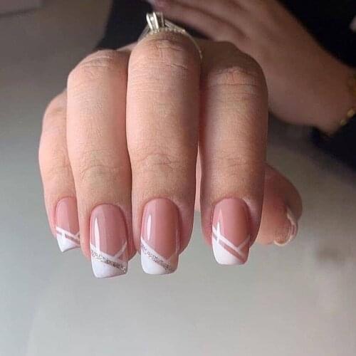 Oblique French Simple Wearing Nail Art Finished Fake Nail French Detachable Nail Patch False Nail