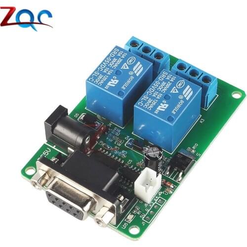 DC 5V 12V 2 Channel RS232 Serial Port Control Relay Switch Board SCM Interface PC Relays DB9