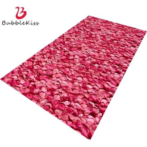 Bubble Kiss Long Carpet For Corridor Fashion Pink Rugs Hotel Aisle Area Rug Home 3D Petal Pattern Carpet Hallway Mat Wedding Pad