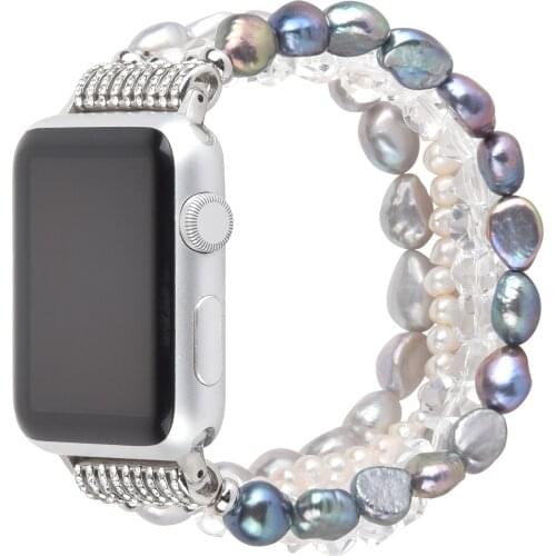 Watchband Pearl+Crystal Metal Buckle Belt Stylish Watch Strap for Apple Watch SE Series 6 5 4 Band 44mm 40mm 42mm 38mm Wristband