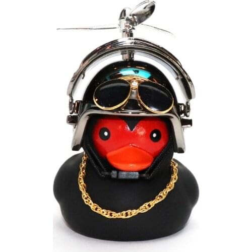 Rubber Duck Car Decorations Black Duck Car Dashboard Ornaments with Propeller