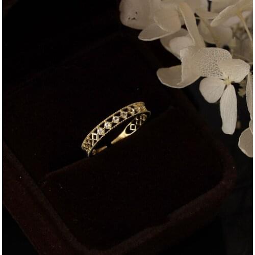 Luxury Cubic Zircon Gold Color Wide 925 Sterling Silver Elegent Hollow Open Rings for Women Wedding Engagement Jewelry YRI204