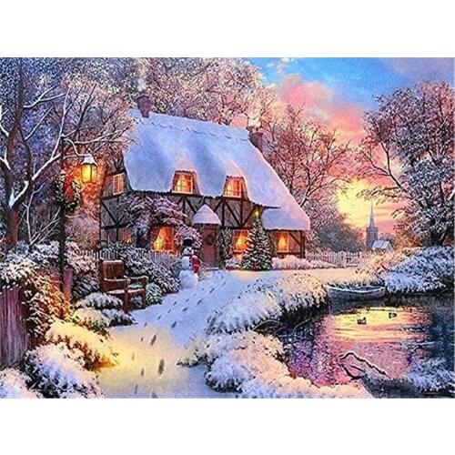 Christmas Village DIY Embroidery 11CT Cross Stitch Kits Craft Needlework Set Cotton Thread Printed Canvas Home Sell