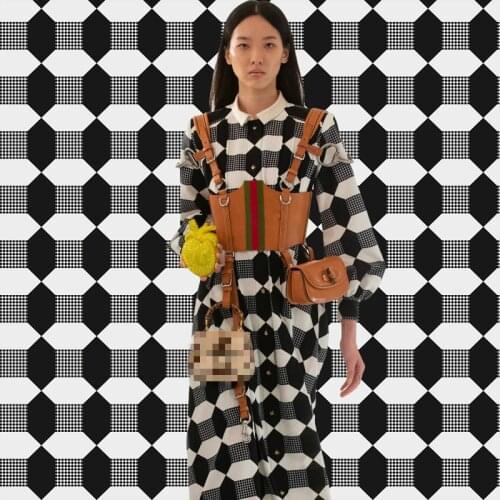 G brand dresses lattice geometric satin dress skirt shirt polyester fabric for sewing by the yard fashion handmade diy material