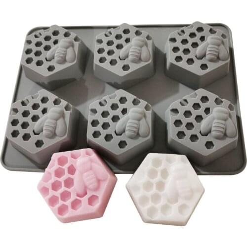 Honeycomb Bee Silicone Soap Mold mold 6 cavity easy to Demolding Handmade Soap Craft Resin Clay Mould Cupcake Pans Bakeware Tool