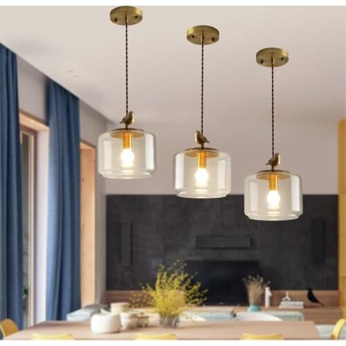 Nordic brass Pendant Light bedroom bedside glass round single head small Pendant Light restaurant bar table lamp mx12141142