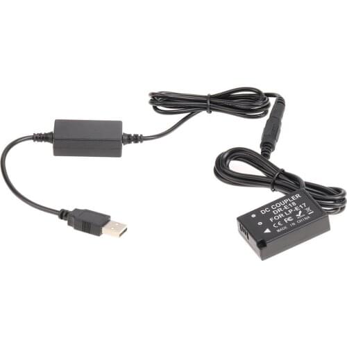 LP-E17 Dummy Battery DC Coupler 5V 2A USB Cable For Canon EOS RP 77D 200D 750D 60D 800D