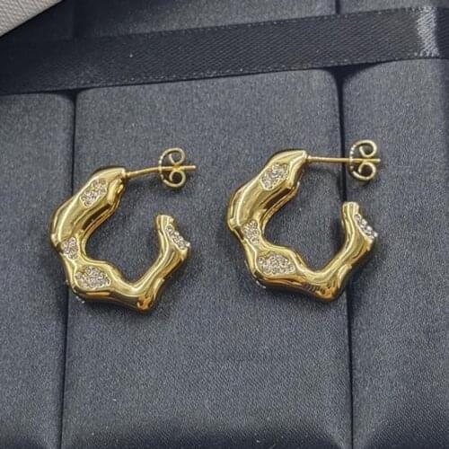 Rhinestone pearl irregular hoop earrings for women gold C special shaped hoop earrings luxury brand deisgner jewelry 2021