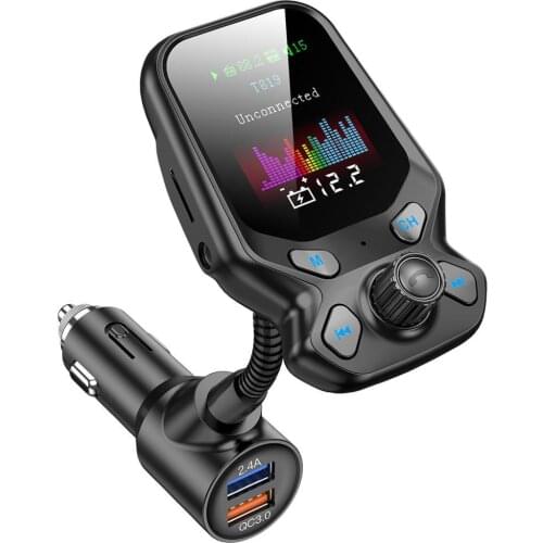 T819 Multifunctional Color Display Bluetooth Player Car Charger FM Transmitter