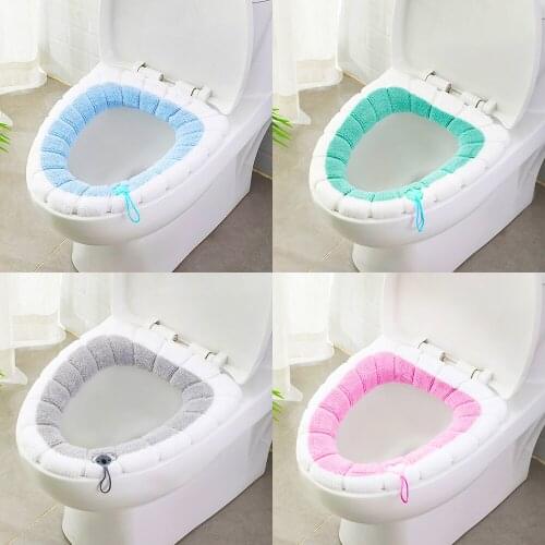 Toilet Pads Elastic Toilet Seat Covers Bathroom Essentials Cute Portable Winter Warm Plush Commode Cushion For Home Supplies