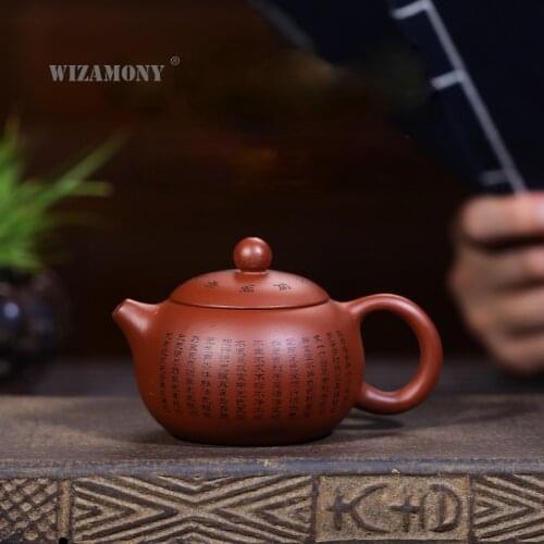 WIZAMONY 140ML WHOLESALE YIXING ORIGINAL BIG RED ROBE PURPLE SAND POT KINGDOM HAND-HEARTED XISHI SMALL TEAPOT KUNG FU TEA SET