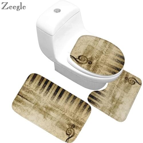 Zeegle 3pcs Toilet Rug Set Toilet U Type Mat Bathroom Seat Cover Non-slip Shower Mat Bathroom Doormat Foot Mat Absorbent Rug