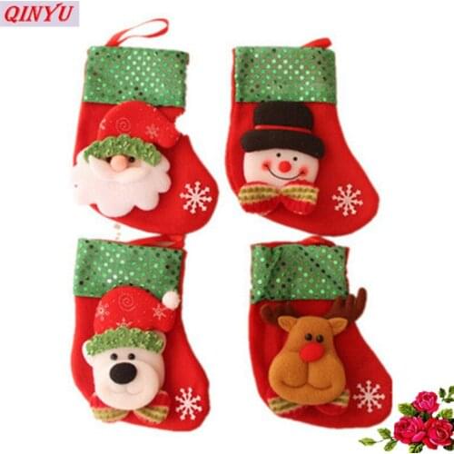 Hot sale 4pcs/ socks christmas gift sock cute socks christmas decorations for home Festive & Party Supplies 8ZHH137