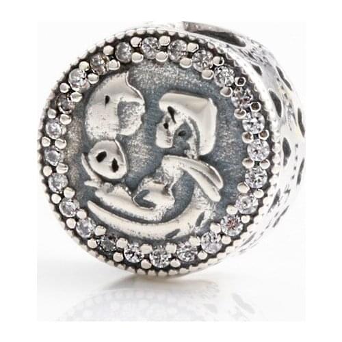 Bewill Valentines Day S925 Sterling Silver Prince and Princess Charm Fit Original Bracelets Women Jewelry Gifts