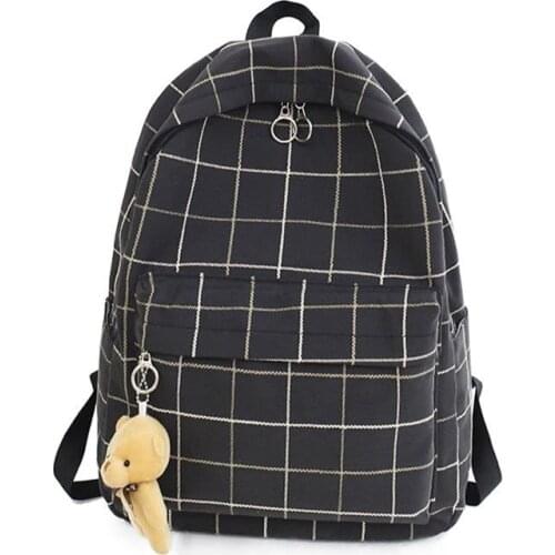 Small Fresh Plaid Canvas Ladies Backpack New Fashion High Quality Student Bag Casual Wild Large Capacity Travel Backpack